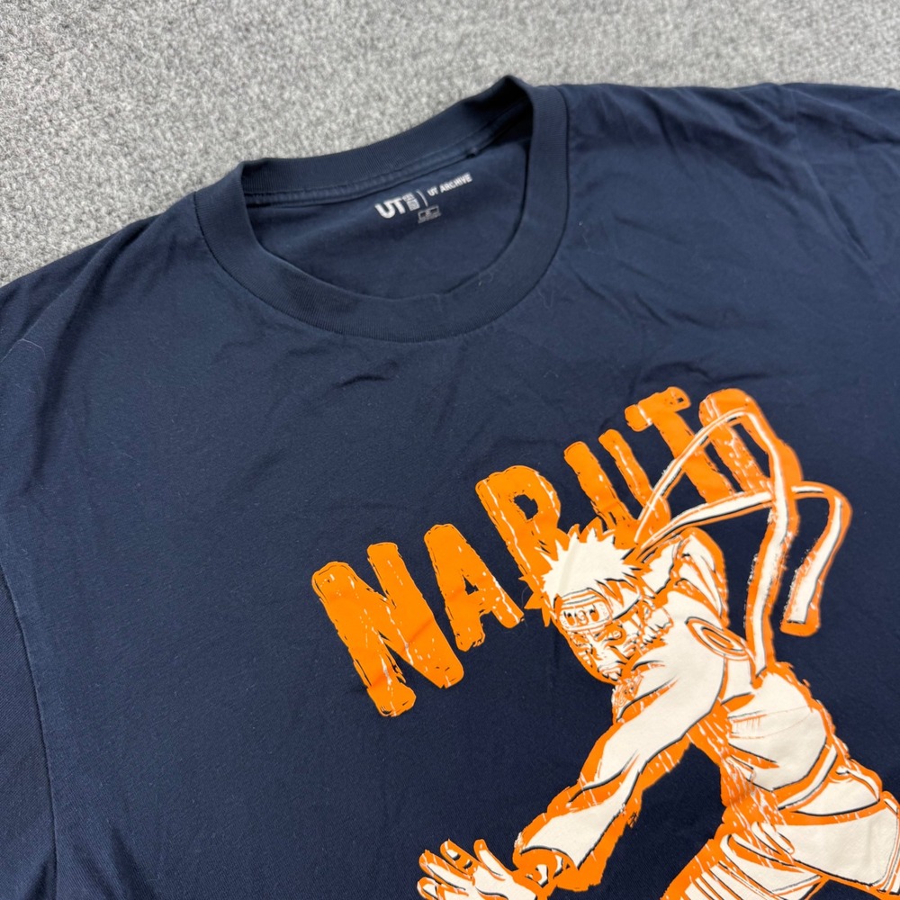 Uniqlo UT Naruto Graphic Tee Large Navy Blue Anime Shippuden Mens